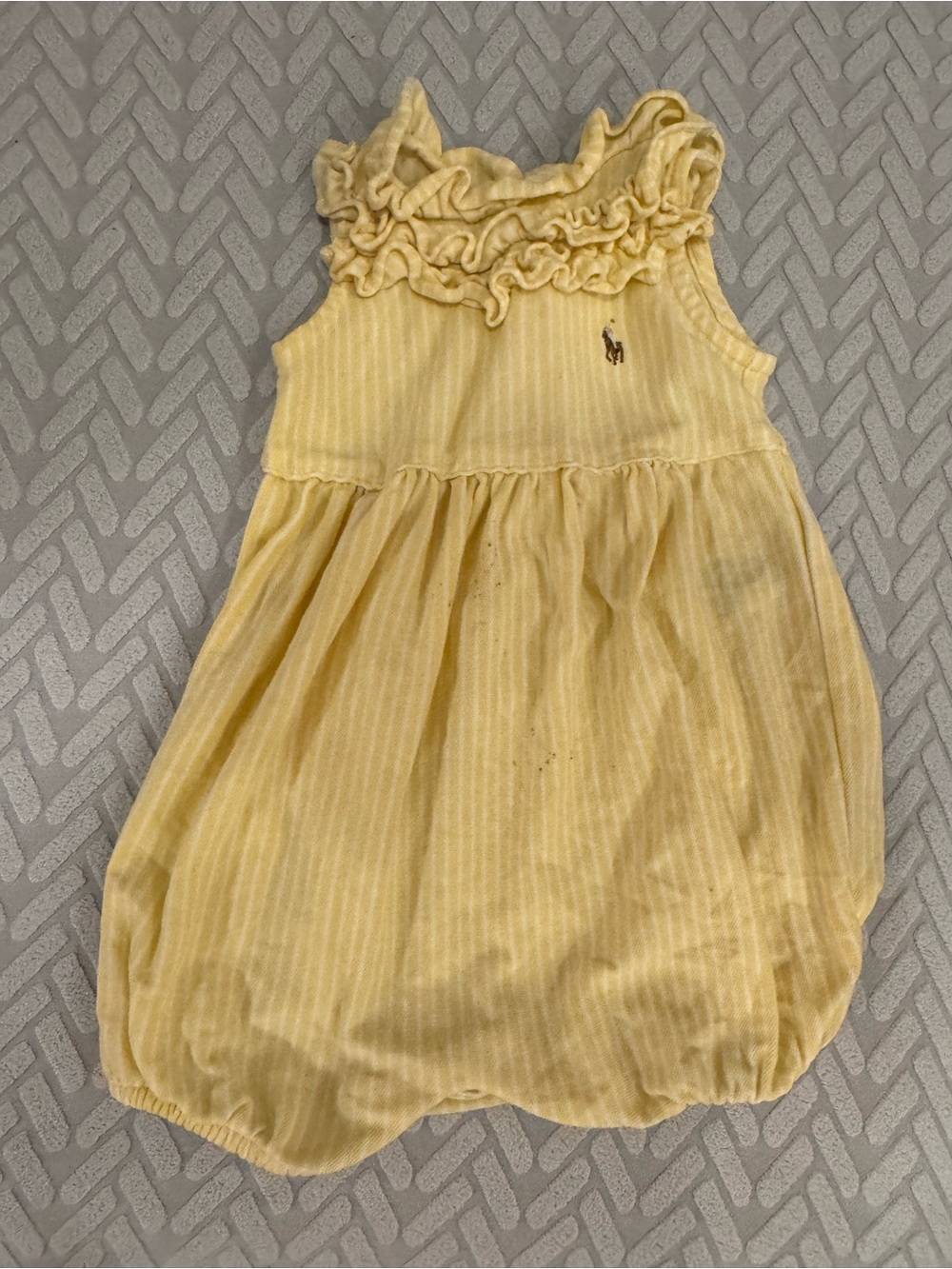 Ralph Lauren baby yellow stripe ruffle romper size 12 months
